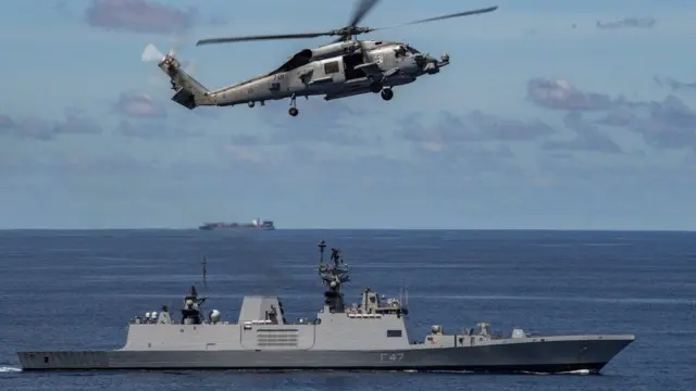 இந்த ஆண்டின் பிற்பகுதியில் இந்திய கடற்படை, ஆஸ்திரேலியா, அமெரிக்கா மற்றும் ஜப்பானுடன் இணைந்து மேற்கு வங்க வளைகுடாவில் கூட்டுப் பயிற்சியை மேற்கொள்ளவிருப்பதாகத் தெரிவிக்கிறது.