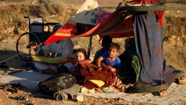 Displaced civilians have set up makeshift camps near the border with Jordan