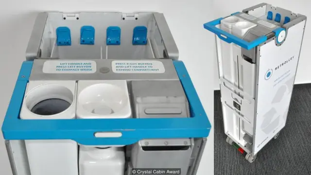 Ilustración carritos usados en un avión.