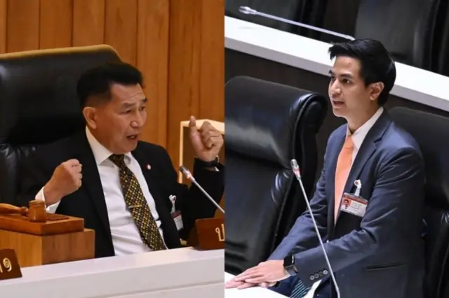 นายพิเชษฐ์ เชื้อเมืองพาน รองประธานสภาผู้แทนราษฎรคนที่ 1 และนายพริษฐ์ วัชรสินธุ สส. บัญชีรายชื่อ พรรคประชาชน (ปชน.) 
