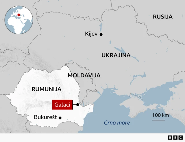 мапа румуније, удар руског дрона у зграду у румунији