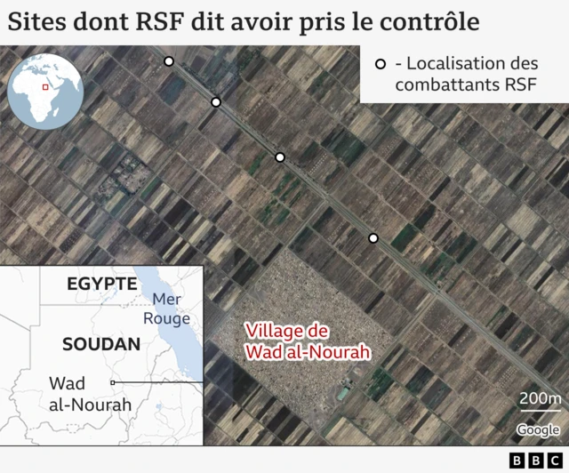 Carte montrant les sites contrôlés par RSF