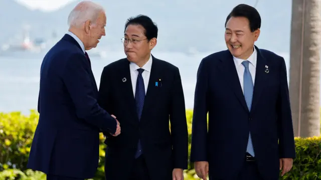 조 바이든 미국 대통령과 기시다 총리, 윤석열 대통령