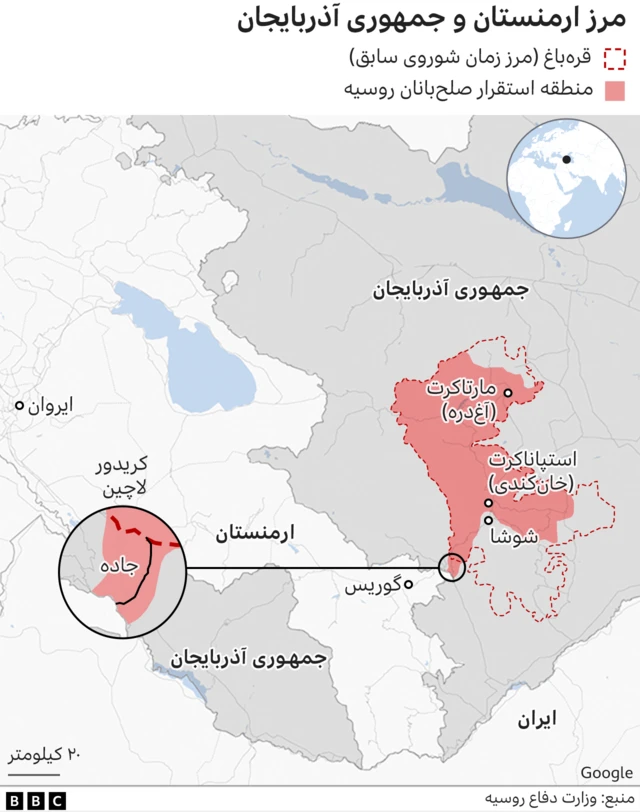 نقشه جمهوری آذربایجان و ارمنسستان