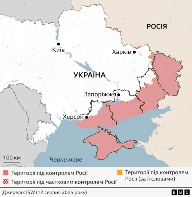 карта окупованих територій України