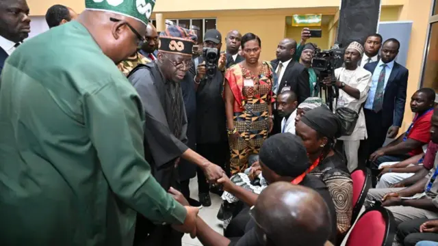 Tinubu with families of Plateau attacks victims