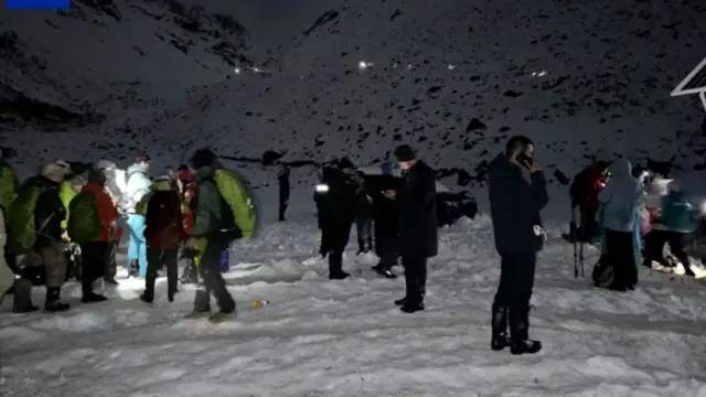 Trekkers gather for further rescue notice as the Tibetan authorities attempt to relocate them to safety