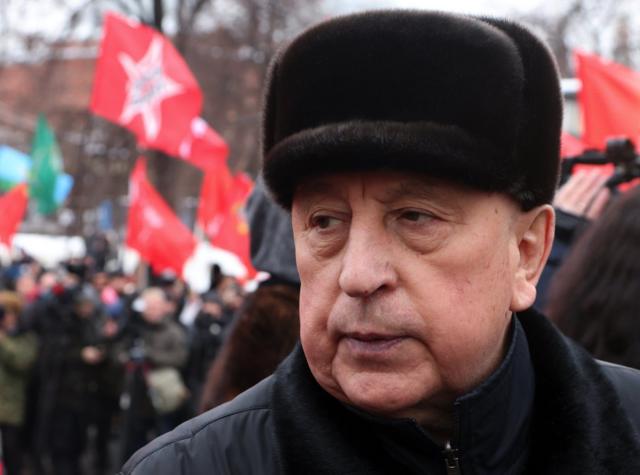 Russian Communist Party's Candidate for 2024 Presidential Elections Nikolay Kharitonov seen during a rally