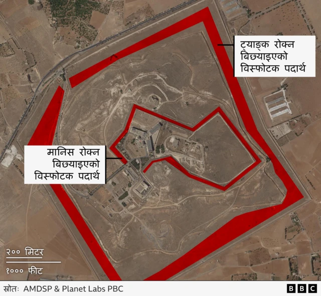 सैदनाय कारागार परिसरमा विस्फोटक पदार्थ बिच्छ्याइएको घेरा