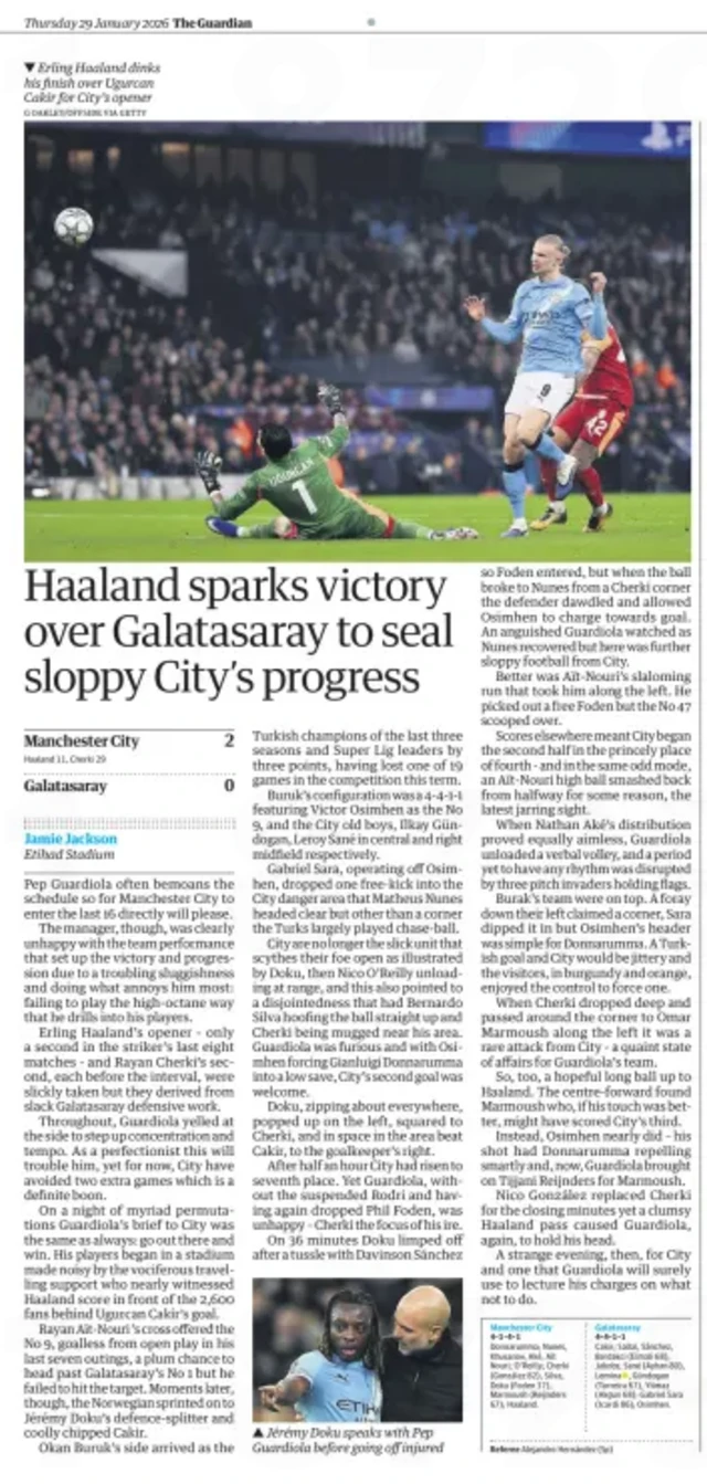 Guardian gazetesinin bugünkü sayısı