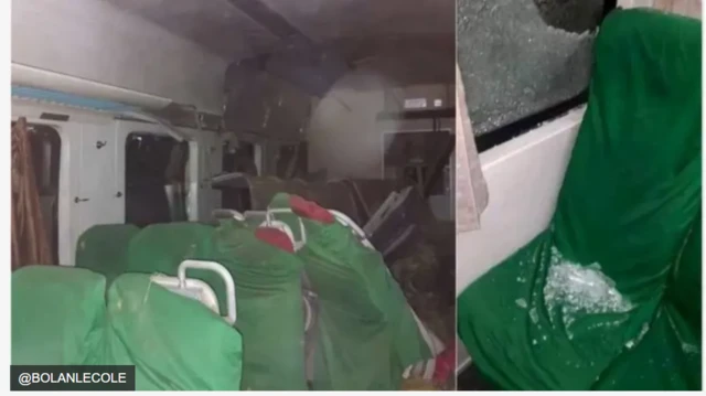 Ọkọ oju irin naa lẹyin ti awọn agbebọn ajinigbe naa kọlu u