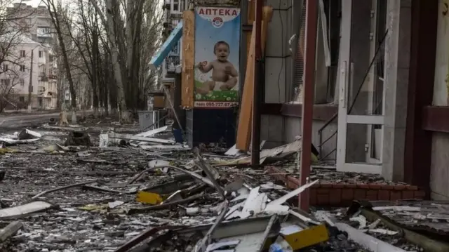 Décombres à Bakhmut.