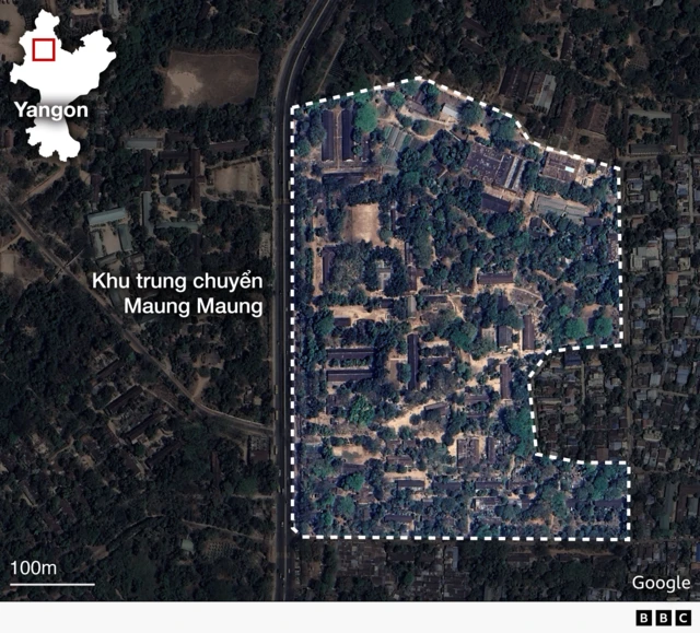 Ảnh vệ tinh khu giam giữ Maung Maung ở phía bắc Yangon