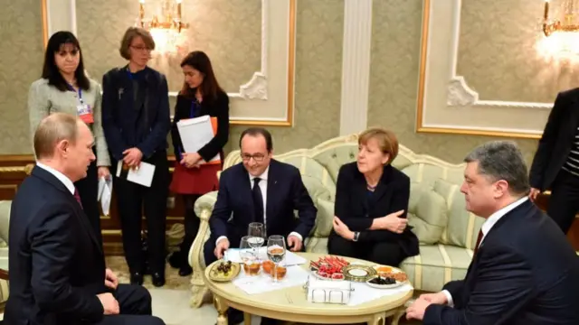 Учасники "Нормандської четвірки", які 2015 року уклали другі Мінські угоди