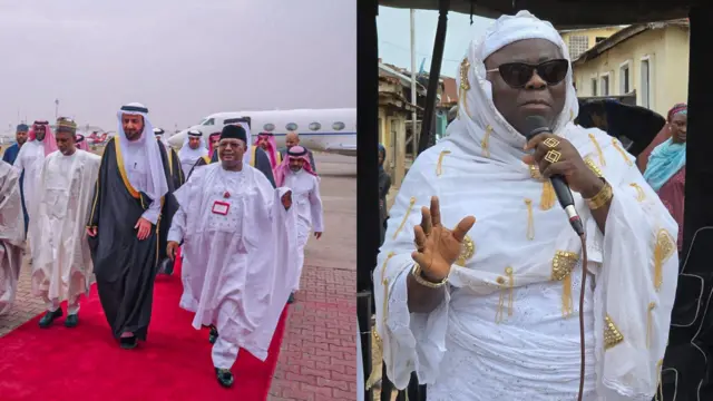 Alhaja Kaola wọ aṣọ funfun, o fi iborun bori pẹlu awo loju rẹ.