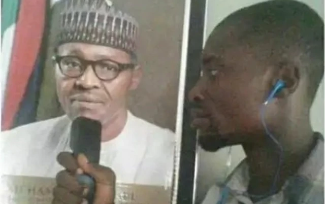 Aworan ọmọ Naijiria to n beere ọrọ lọwọ aarẹ Buhari