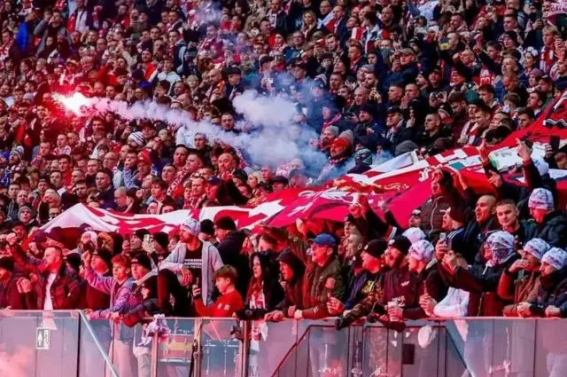 هوادران فوتبال در استادیوم.