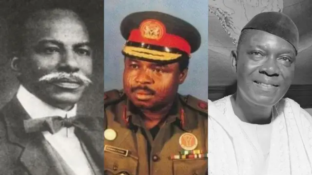 Herbert Macaulay wọ aṣọ kootu dudu ati ẹwu funfun, Ọgagun agba Mamman Vatsa wọ aṣọ ologun, nigba ti Nnamdi Azikwe wọ aṣọ funfun balau pẹlu fila dudu.