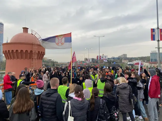 Demonstranti mašu zastavama 