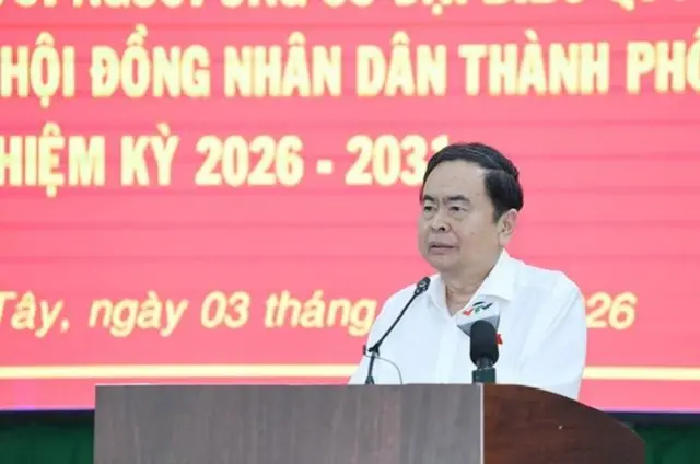 Chủ tịch Quốc hội Trần Thanh Mẫn trong hội nghị tiếp xúc cử tri ở TP HCM