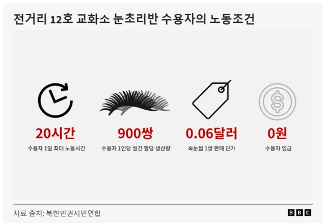 전거리 12호 교화소 속눈썹반 수용자의 노동조건