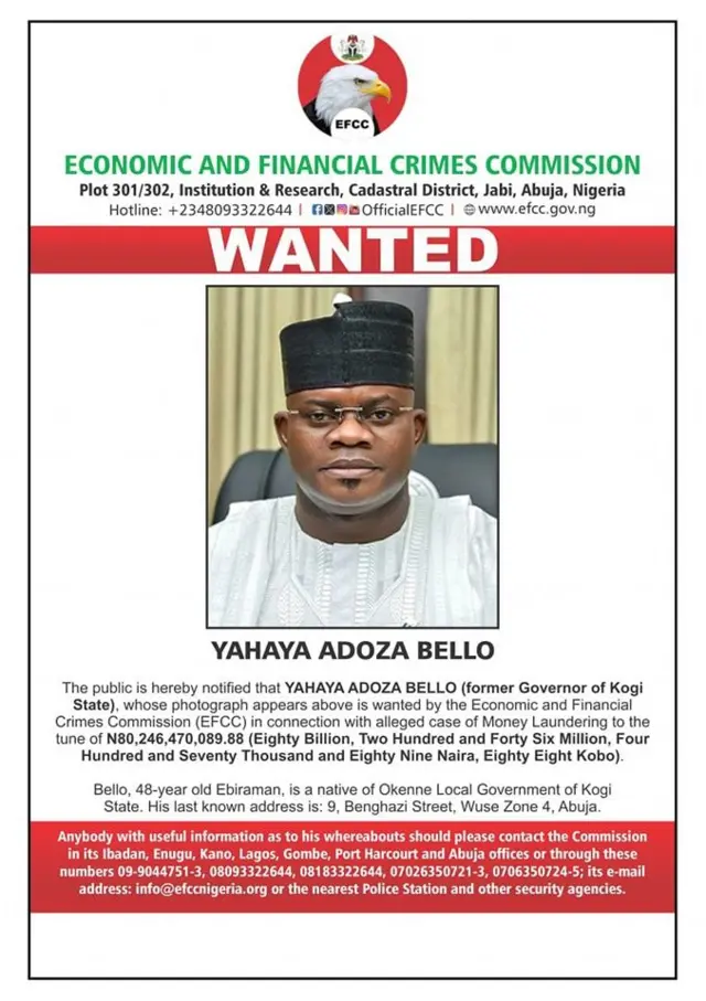 EFCC declare Yahya Bello wanted