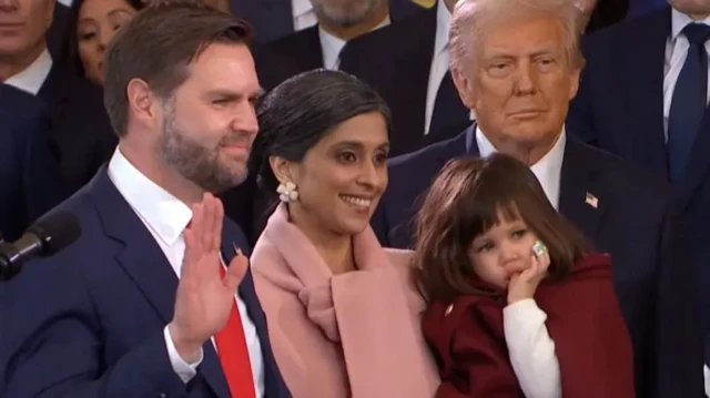 JD Vance as dem swear am in as official vice-president of di United States.