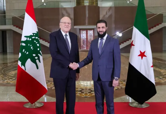 सीरिया के नए नेता अहमद अल-शरा और लेबनान के प्रधानमंत्री