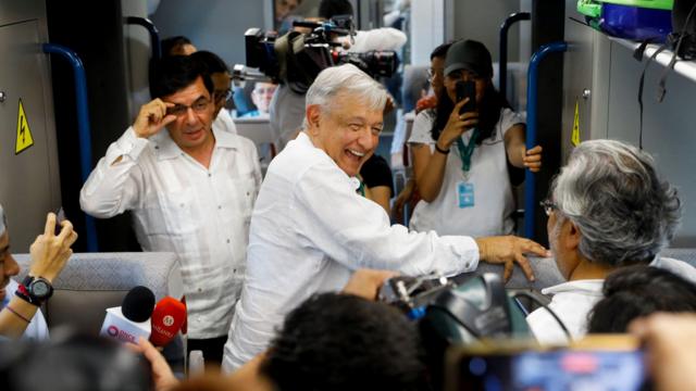 AMLO na inauguração do Trem Maia