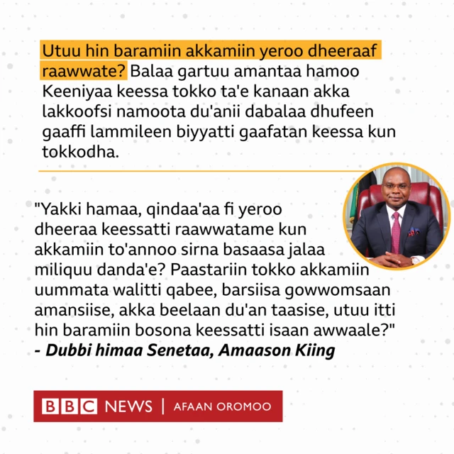 Gaaffii dubbi himaa Seneetii Amaaason Kiing