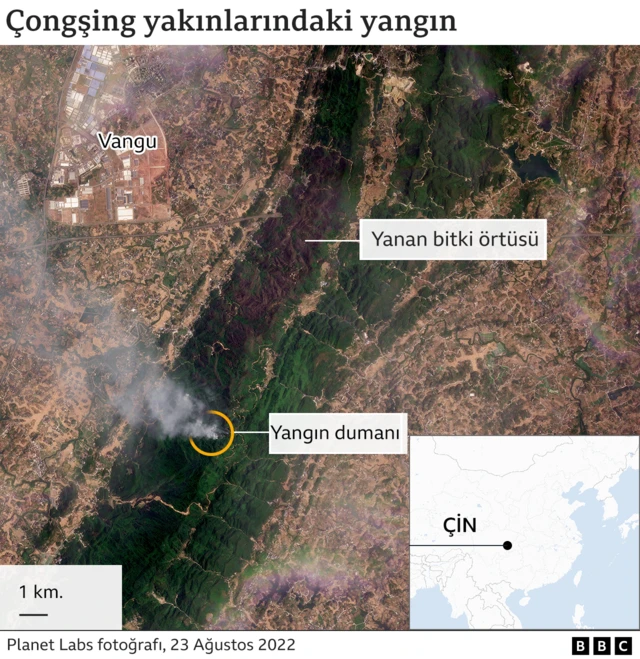 yangınların uydu görüntüsü