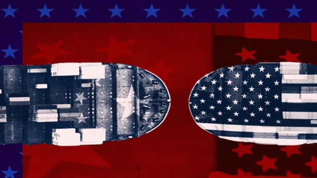 미국과 중국의 경쟁 모습을 표현한 일러스트