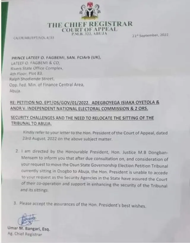 Iwe ti ile ẹjọ Kotemilọrun fi fesi pada