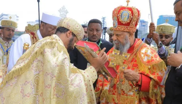 ብፁዕ ወቅዱስ አቡነ ማትያስ ቀዳማዊ ፓትርያርክ ርዕሰ ሊቃነ ጳጳሳት ዘኢትዮጵያ ሊቀ ጳጳስ ዘአክሱም ወእጨጌ ዘመንበረ ተክለሃይማኖት በመስቀል አደባባይ 