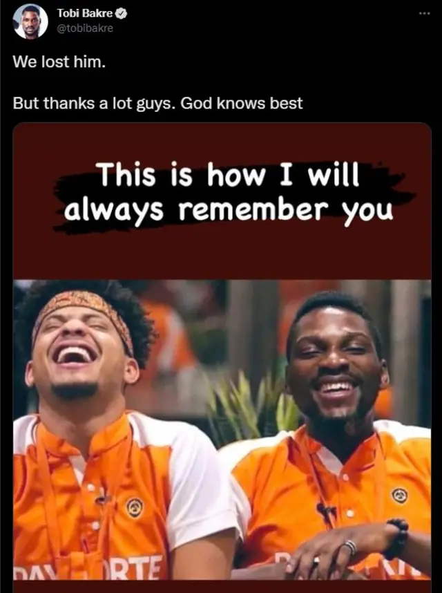 Tobi Bakre and Rico dey laugh