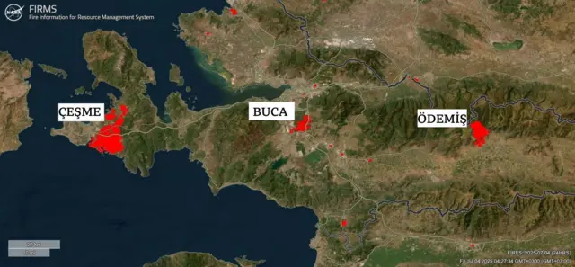 İzmir'deki depremleri gösteren harita