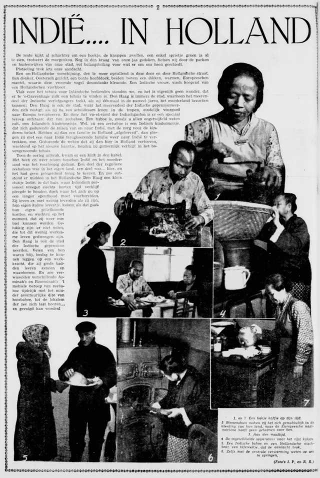 Kehidupan sehari-hari para babu atau asisten rumah tangga di Den Haag dalam artikel “Indië in Holland” di surat kabar Haagsche Courant, pada 29 Maret 1941 (dalam Fadly Rahman, Rasa Tanah Air, 2023).