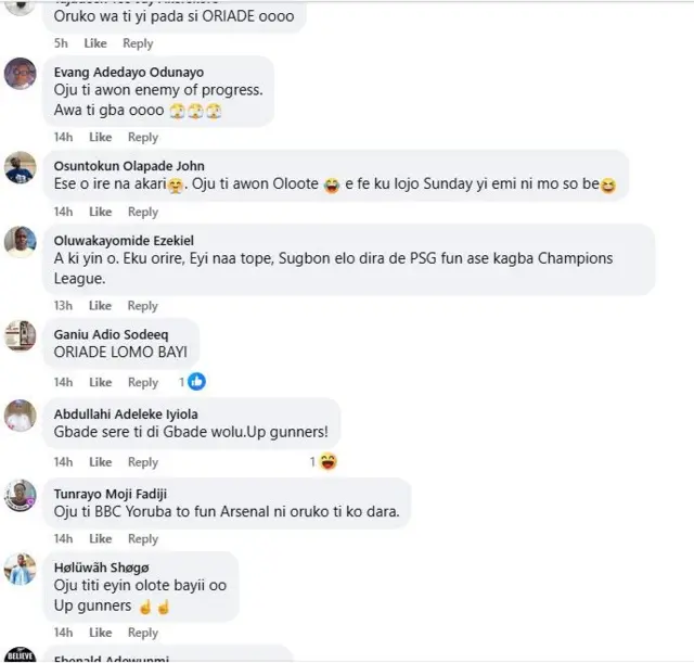 Ohun ti awọn ololufẹ Arsenal n sọ loju opo BBC Yoruba