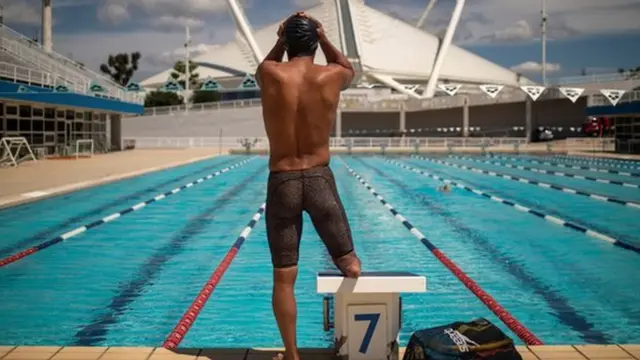Ibrahim Al Hussein au centre aquatique d'Athènes