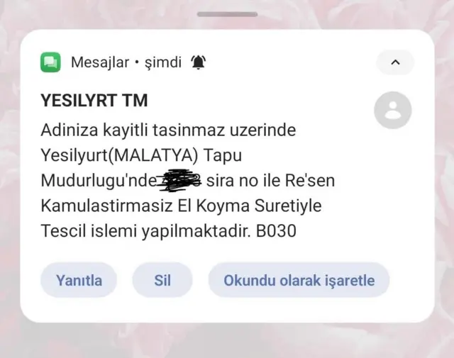 Tapudan el koyma mesajı