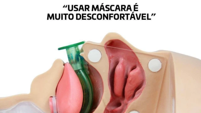 Montagem com os dizeres "Usar máscara é desconfortável" e um boneco mostrando como é feita a intubaçãoquanto a pixbet paga ao vascoum paciente grave