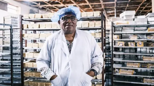 Emmanuel Onuorah in his bakery