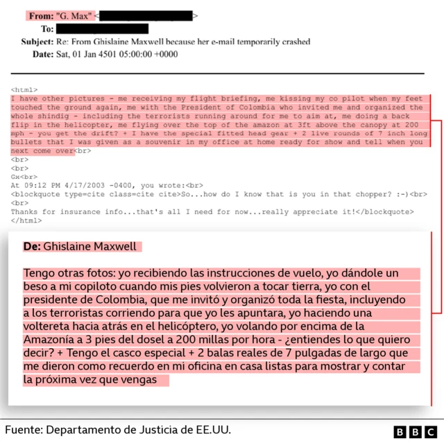 Correo de Maxwell a destinatario censurado.