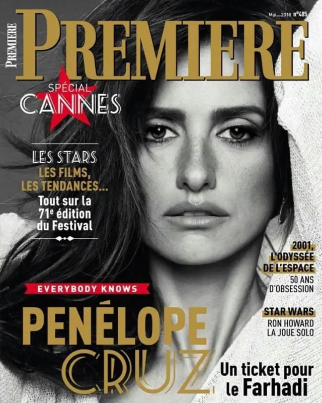 همه می‌دانند با پنه‌لوپه کروز روز جلد ویژه‌نامه جشنواره کن مجله پریمیر