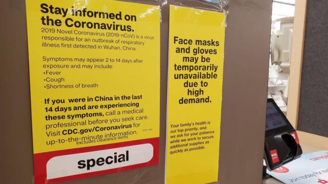 اینجا در کالیفرنیا بعضی داروخانه‌ها از کمبود دستکش و ماسک خبر داده‌اند