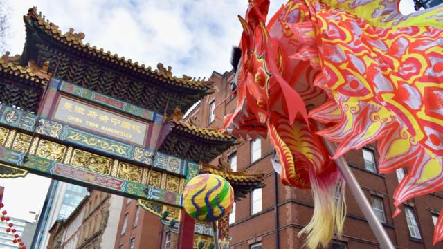 春节期间曼彻斯特中国城举行舞狮舞龙活动（10/2/2019）
