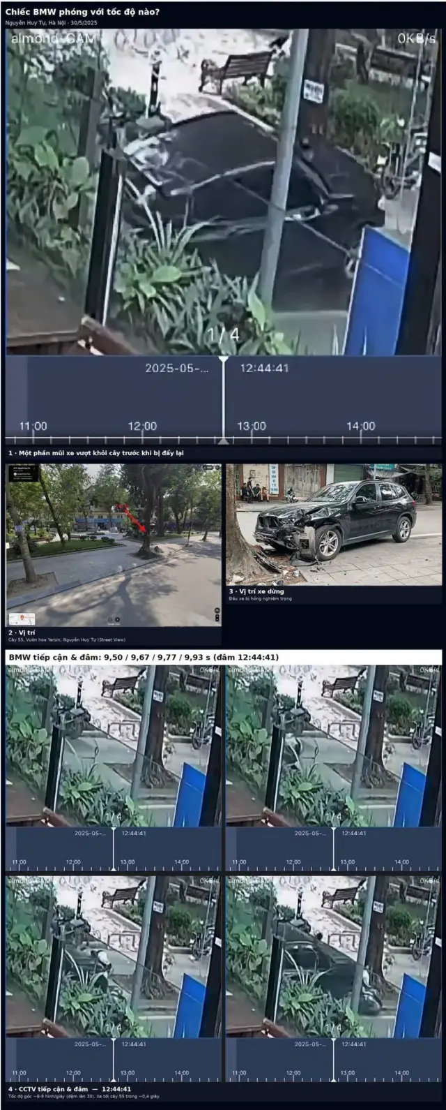 Hình ảnh từ camera an ninh ghi lại khoảnh khắc xe BMW của ông Lê Sỹ Cương gây tai nạn