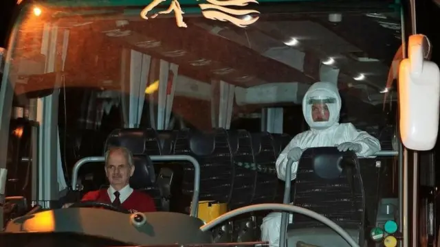 Coach carrying evacuated Britons from Wuhan