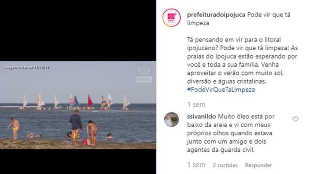 A Prefeitura de Ipojuca, em Pernambuco, publicou no Instagram um vídeo em que supostos turistas incentivam a ida a praias da cidade, como Porto de Galinhas