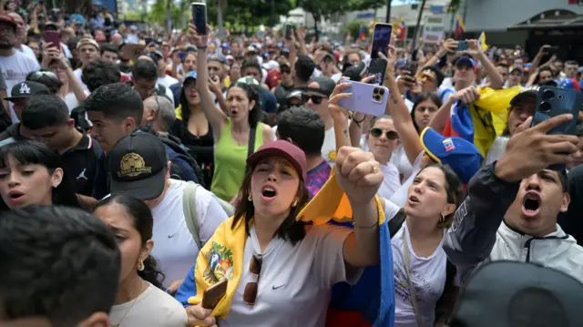 Manifestantes opositores al Gobierno en Venezuela. 